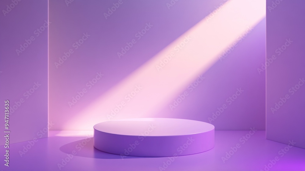 Purple Minimalist Studio with a Light Beam and a Platform Purple Minimalist Studio with a Light Beam and a Platform