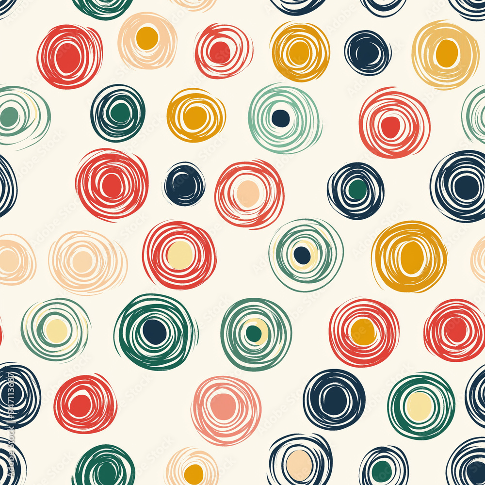 Bold primary colored seamless background with concentric circles Bold primary colored seamless background with concentric circles