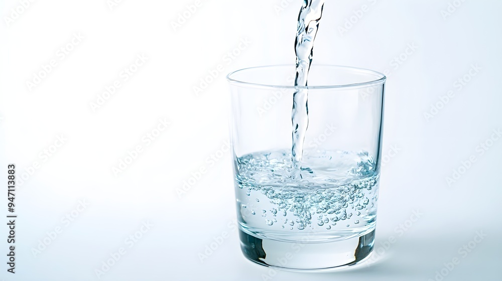 Pouring Water into Glass, Refreshing Drink Pouring Water into Glass, Refreshing Drink