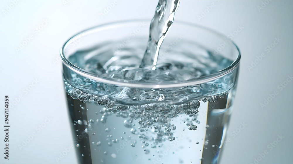 Pouring Water into Glass, Refreshing Drink Close-up Pouring Water into Glass, Refreshing Drink Close-up