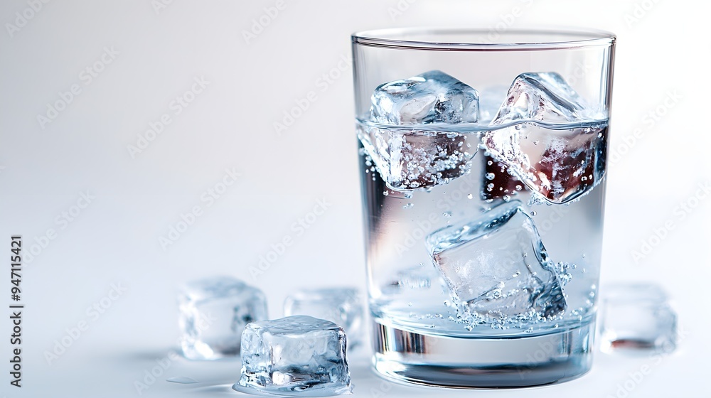 Refreshing Glass of Water with Ice Cubes Refreshing Glass of Water with Ice Cubes