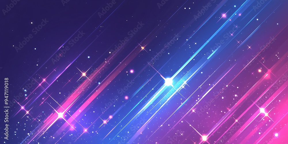 Vibrant cosmic backdrop with dazzling stars and shooting comets Vibrant cosmic backdrop with dazzling stars and shooting comets