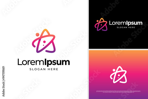 Elegant star tech logo vector design template