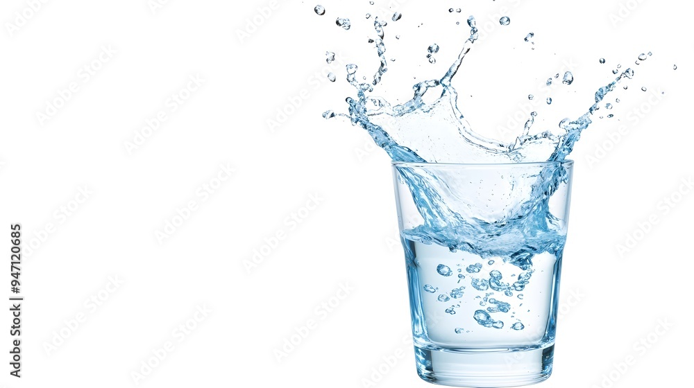 Water Splash in Glass, Crystal Clear Refreshment Water Splash in Glass, Crystal Clear Refreshment