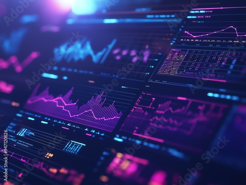 Wallpaper Mural Data chart in technological style, in blue and purple, shows sense of science and technology Torontodigital.ca