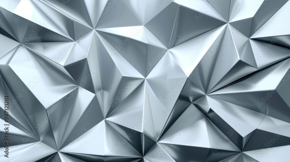 Fototapeta premium Silver abstract geometric shape background, modern design.