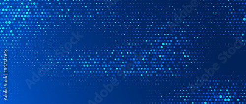 Blue glowing hexagon texture. Abstract hexagonal grid gradient wallpaper. Navy honeycomb pattern backdrop. Vector modern business, science, healthcare, medicine, technology, presentation background