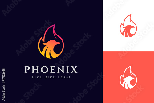 Eagle fire power logo design. vector simple phoenix burning logo symbol vector illustration
