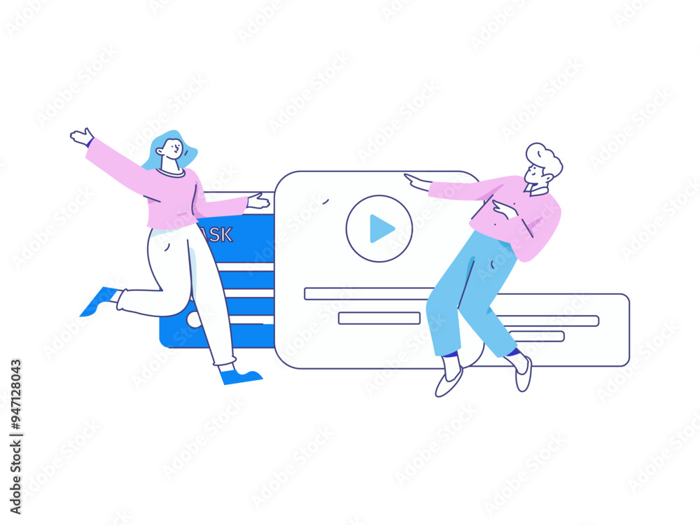 Flat vector illustration of business people operating work scene
Flat vector illustration of business people operating work scene