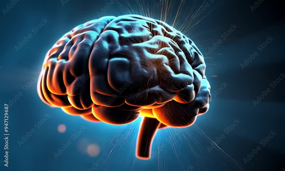 A vibrant, stylized depiction of a human brain with glowing effects. A vibrant, stylized depiction of a human brain with glowing effects.