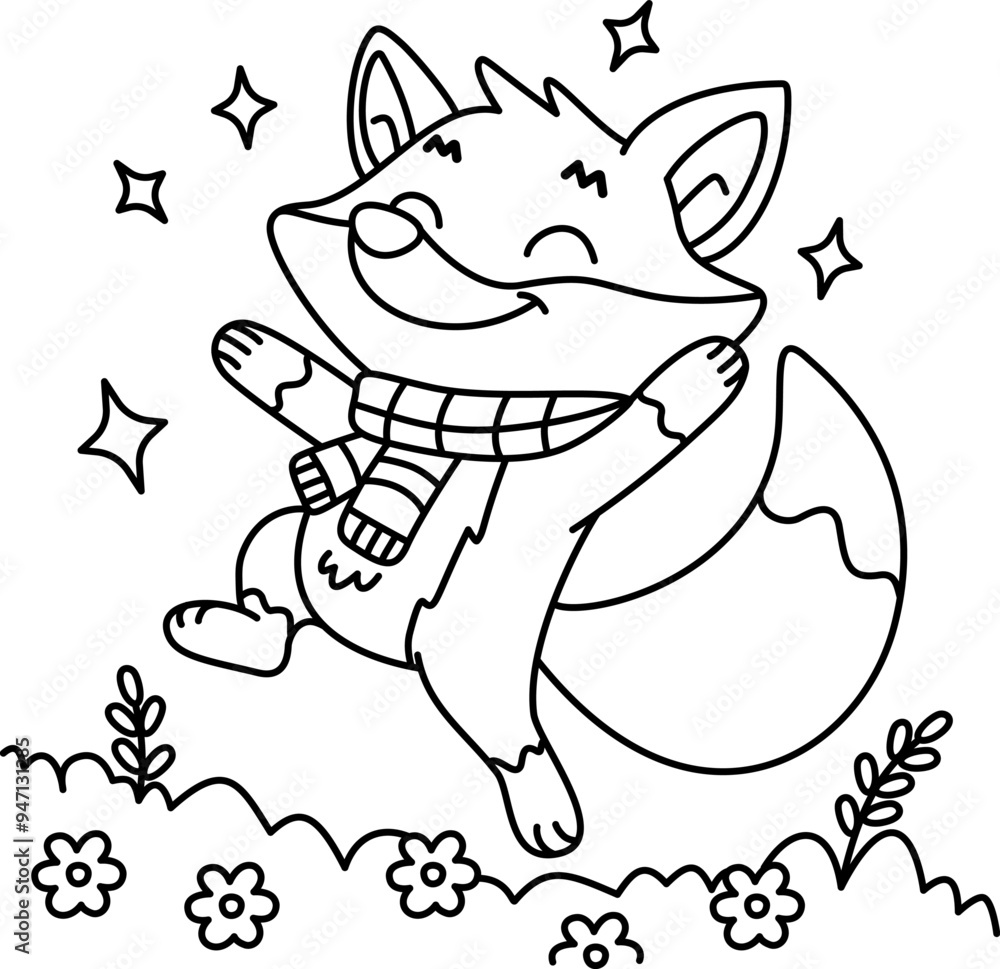 Drawing outline fox jumping for happiness.eps Drawing outline fox jumping for happiness.eps