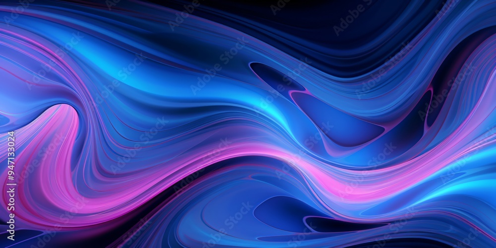 Obraz premium Vibrant fluid waves of blue and pink colors in abstract motion