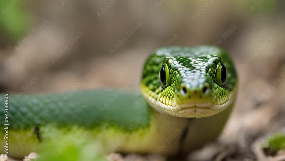 Green Snake in Natural Habitat Green Snake in Natural Habitat