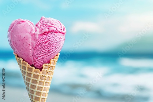 Heart-shaped ice cream cone