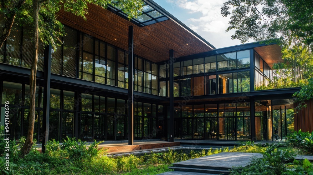 Modern Glass House in a Lush Tropical Setting Modern Glass House in a Lush Tropical Setting