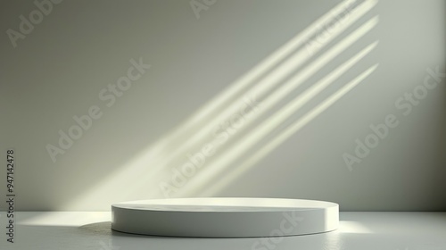 White Cylinder Platform Under Diagonal Light Streaks