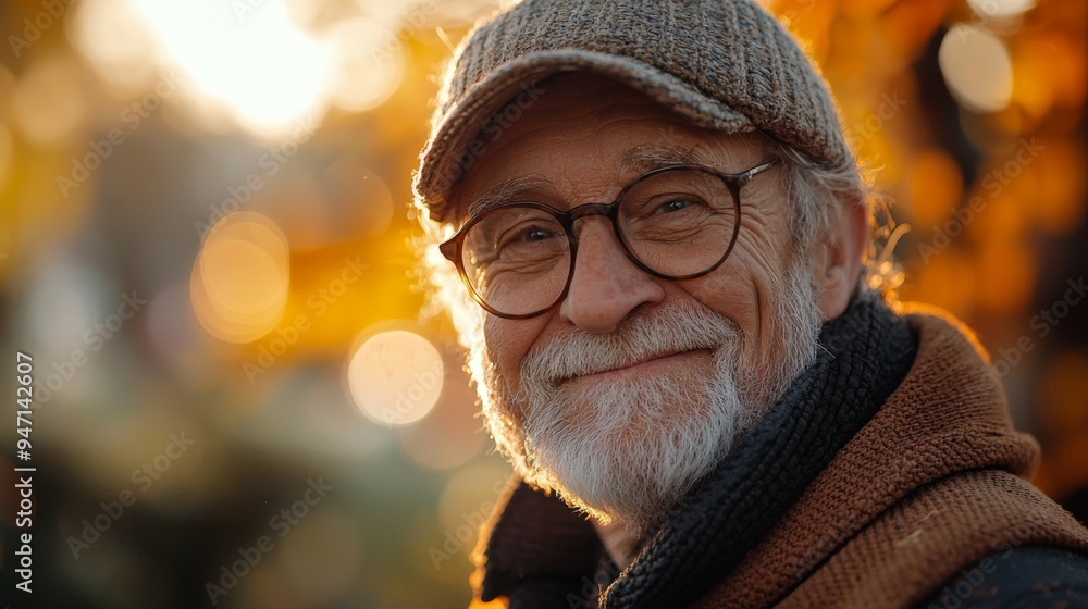 Close-up of an elderly man smiling warmly while gardening in his backyard, sunlight casting soft shadows on his face, embodying a peaceful retirement lifestyle Close-up of an elderly man smiling warmly while gardening in his backyard, sunlight casting soft shadows on his face, embodying a peaceful retirement lifestyle