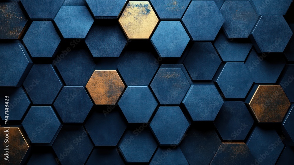 Hexagonal dark blue background texture. Hexagonal dark blue background texture.