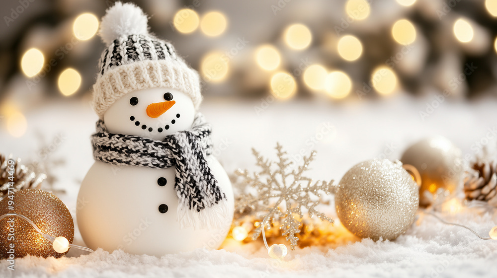 Obraz premium A beautifully decorated snowman