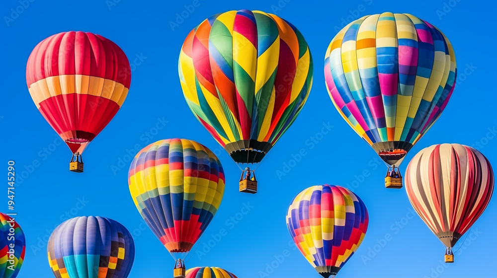 A vibrant scene of multiple hot air balloons ascending in the air A vibrant scene of multiple hot air balloons ascending in the air