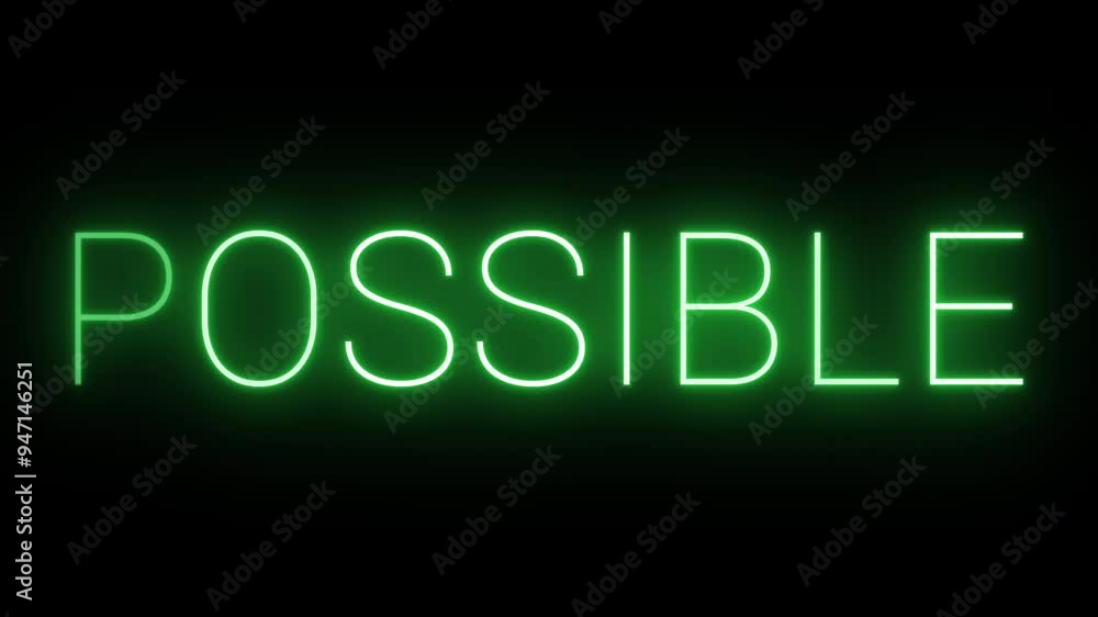 4K, flickering neon green possible text animated on black background 4K, flickering neon green possible text animated on black background