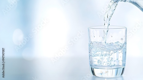 Pouring Water into Glass, Refreshing Drink, Close-Up
