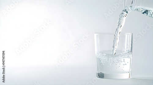 Pouring Water into Glass -  Freshness, Hydration