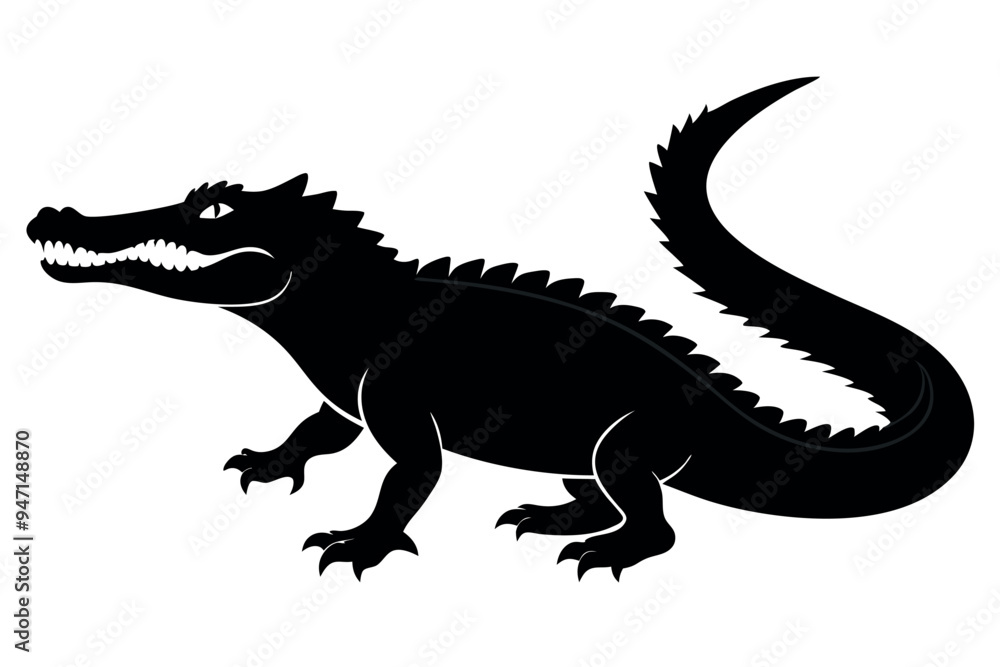 Obraz premiumCrocodile silhouette vector illustration.