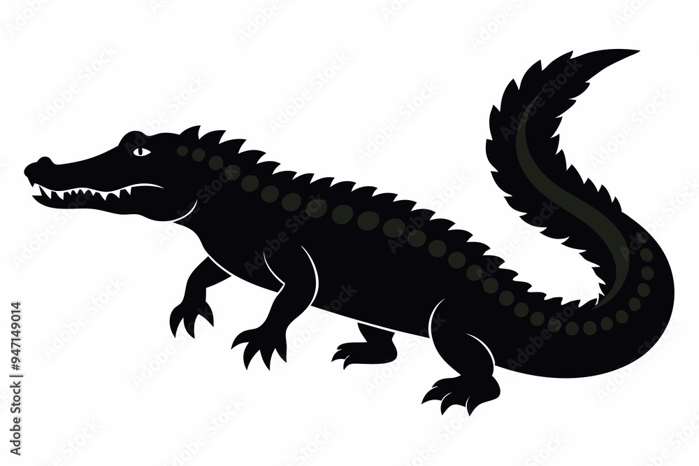 Crocodile silhouette vector illustration.
Crocodile silhouette vector illustration.