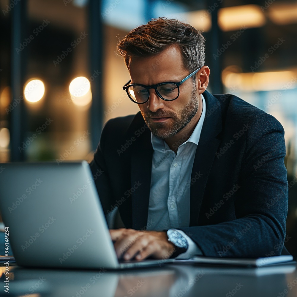 Businessman utilizing technology to improve business efficiency Businessman utilizing technology to improve business efficiency