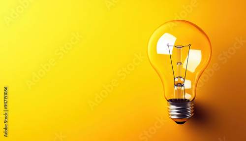 A stunning light bulb against a vibrant yellow background symbolizes creativity and innovation, embodying the moment of inspiration that lights up our minds.