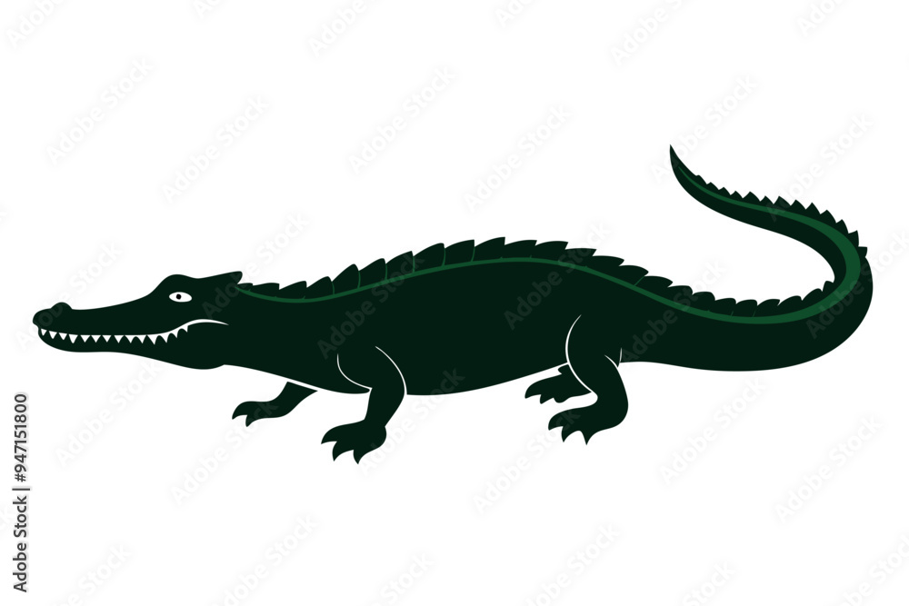 Crocodile silhouette vector illustration.
Crocodile silhouette vector illustration.