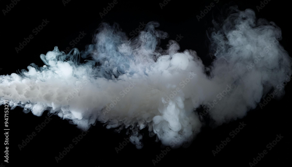 Fluffy Puffs of Smoke and Fog on Black Background Fluffy Puffs of Smoke and Fog on Black Background