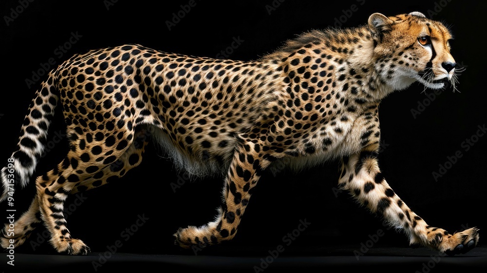 A Cheetah Walking With Its Head Turned To The Right A Cheetah Walking With Its Head Turned To The Right