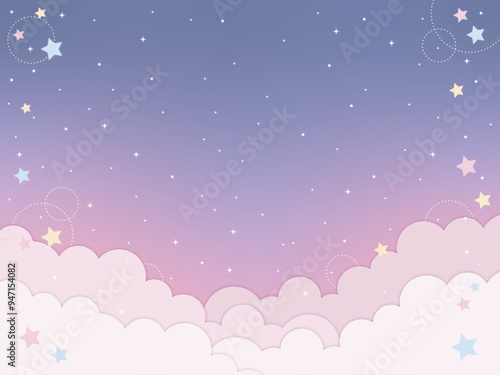 パステルカラーのきらきら星空背景3