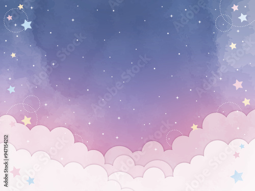 水彩風_きらきら星空の背景3
