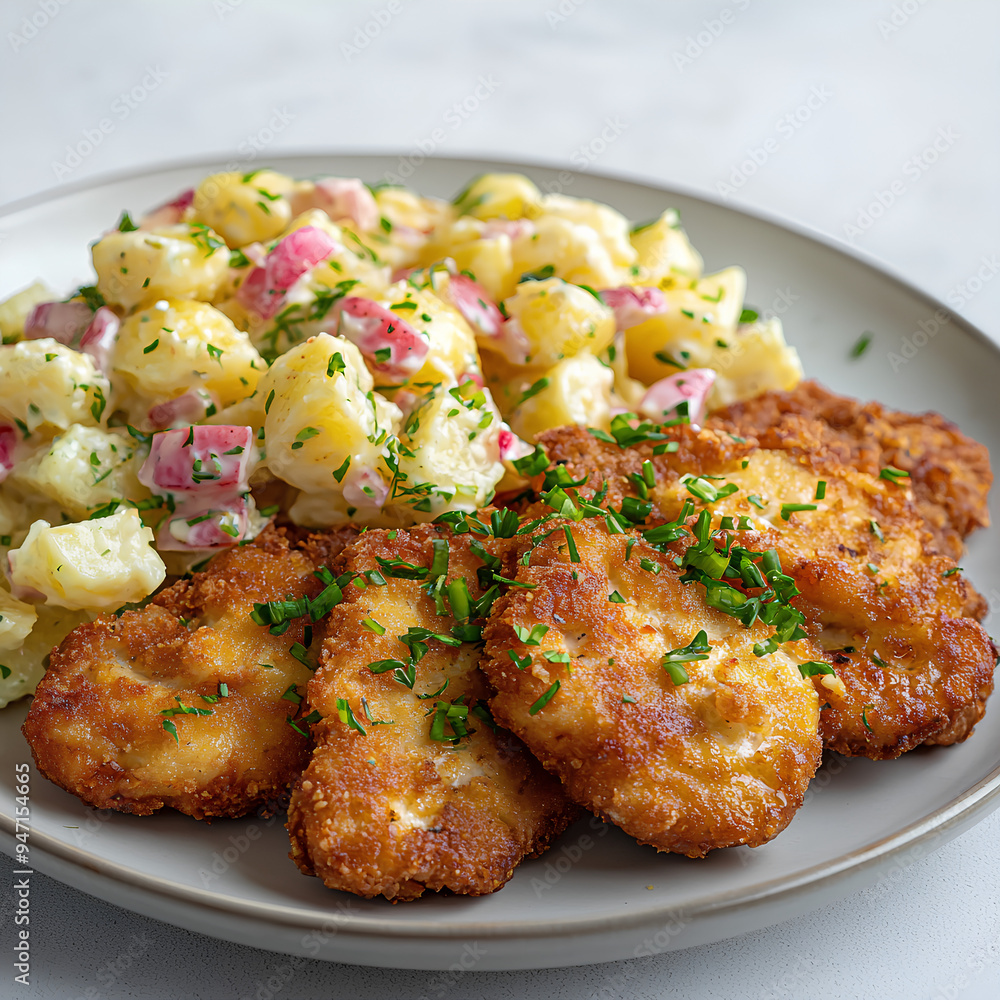 Crispy Breaded Chicken Cutlets with German Potato Salad Crispy Breaded Chicken Cutlets with German Potato Salad