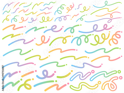 ポップでカラフルなグラデーションの線の飾りセット