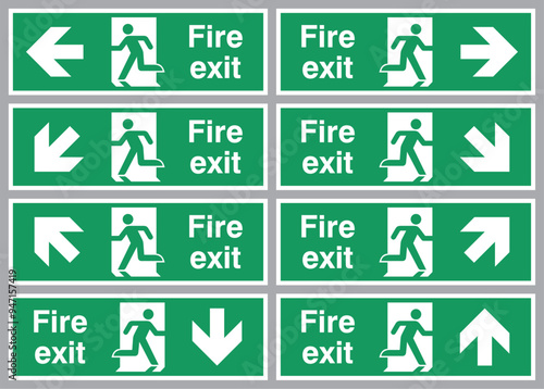 Emergency Escape Sign Symbols Fire Exit without Flame Direction