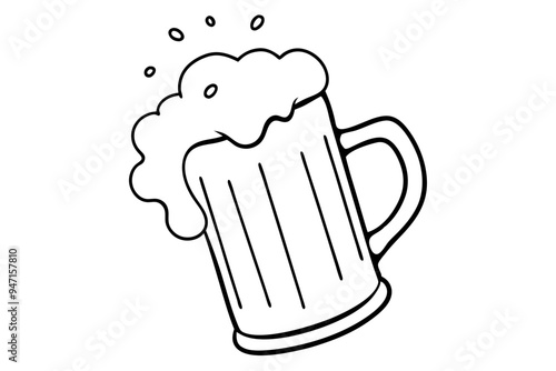 beer glass line art vector, beer glass bottle icon symbol. beer vector illustration

