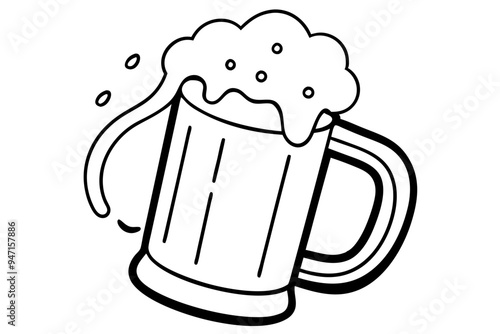 beer glass line art vector, beer glass bottle icon symbol. beer vector illustration


