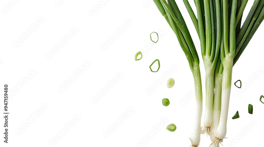 Young green onion isolated on white background Young green onion isolated on white background