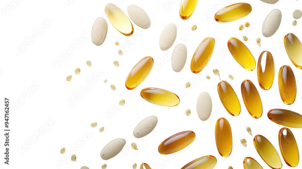 Omega 3 capsules isolated on white background Omega 3 capsules isolated on white background