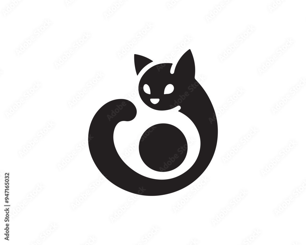 Silhouette Cat logo design icon symbol illustration Silhouette Cat logo design icon symbol illustration