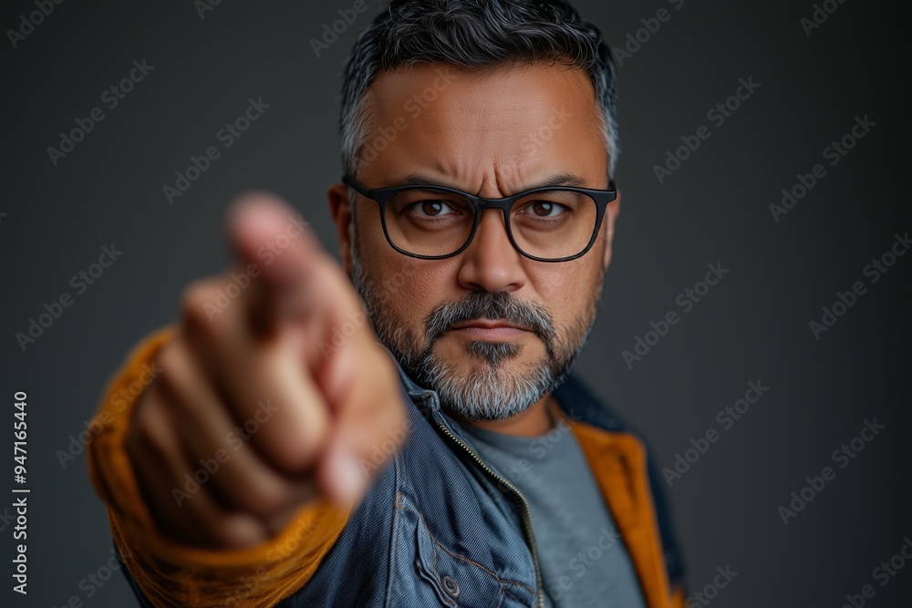 Close-up Portrait of a Man Pointing his Finger Close-up Portrait of a Man Pointing his Finger