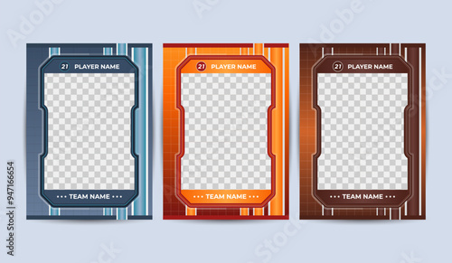 Basic frames for a sports card template used in games. Vector illustration on a gray background