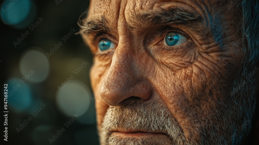 Close-up portrait of an elderly man with blue eyes Close-up portrait of an elderly man with blue eyes