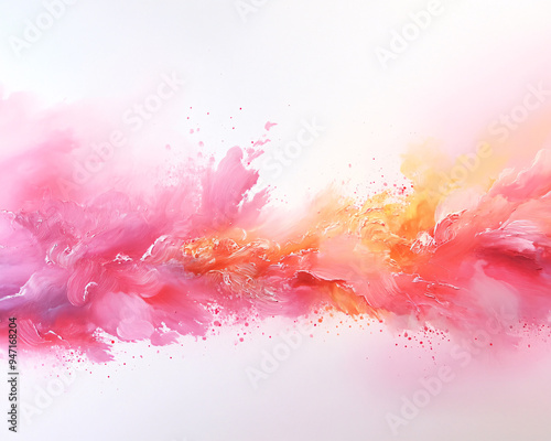 Wallpaper Mural A pink and orange line with a splash of color. The line is very long and it looks like it is moving. The colors are bright and vibrant, giving the impression of energy and excitement Torontodigital.ca