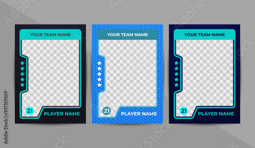 Simple set of frames for a sports game card template. Vector illustration on a gray background