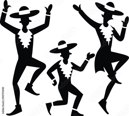 People Dancing Minimalist Black Silhouette Vector Collection